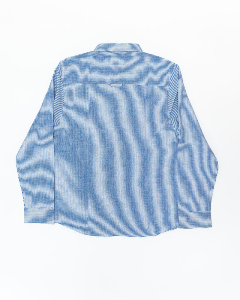Jungen-Hemd Leinen blau gestreift
