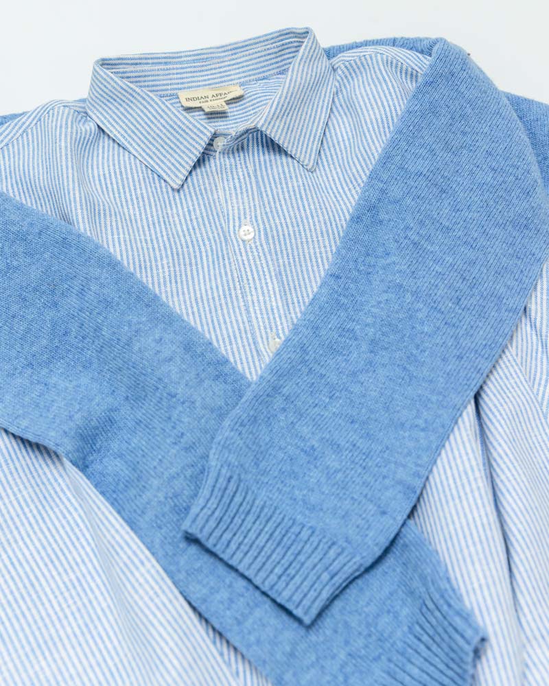 Jungen-Hemd Leinen blau gestreift