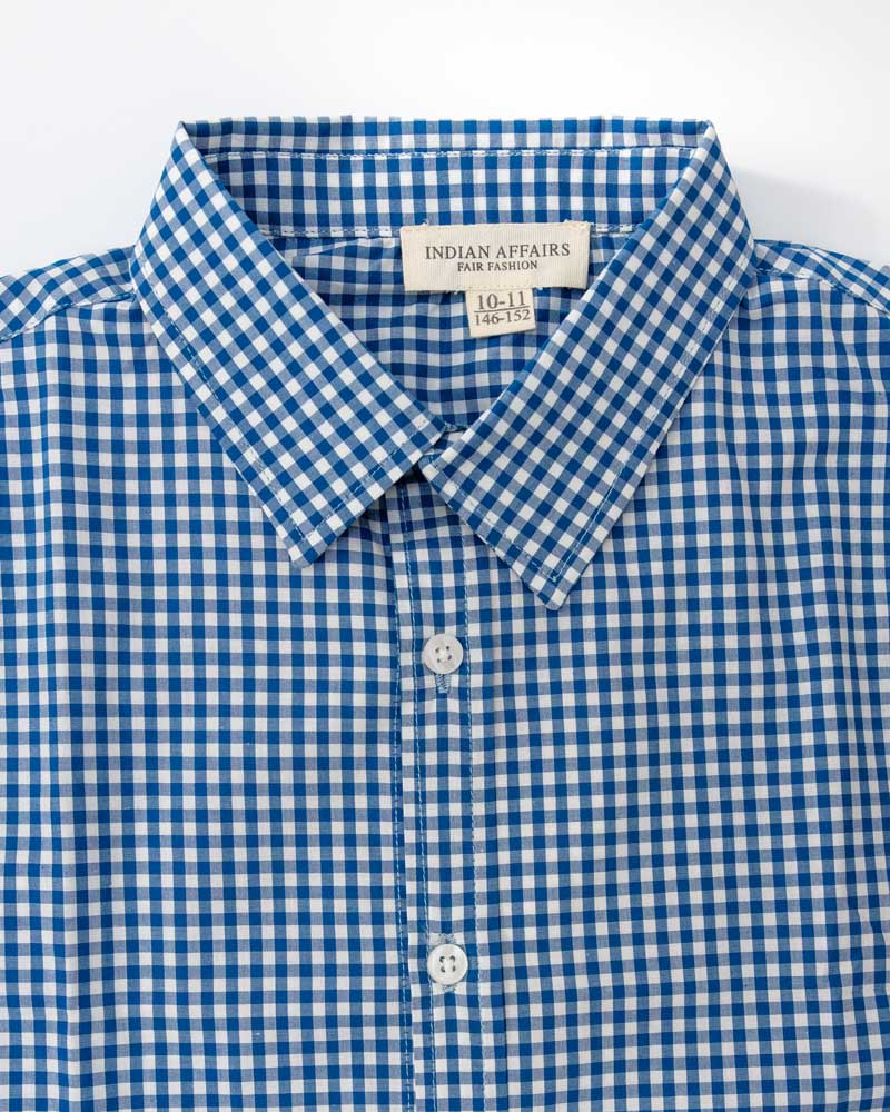 Jungen-Hemd blau Vichy Karo