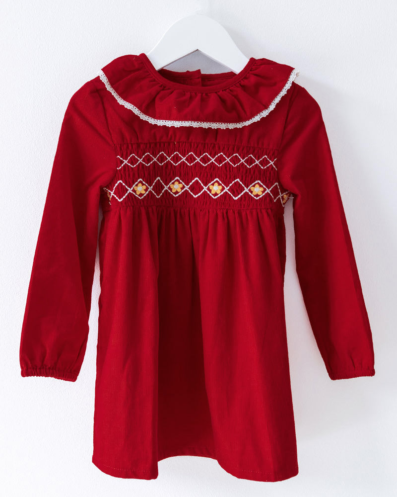 Mädchen Festkleid rot gesmokt