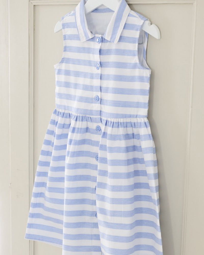 Mädchenkleid blau gestreift ärmellos