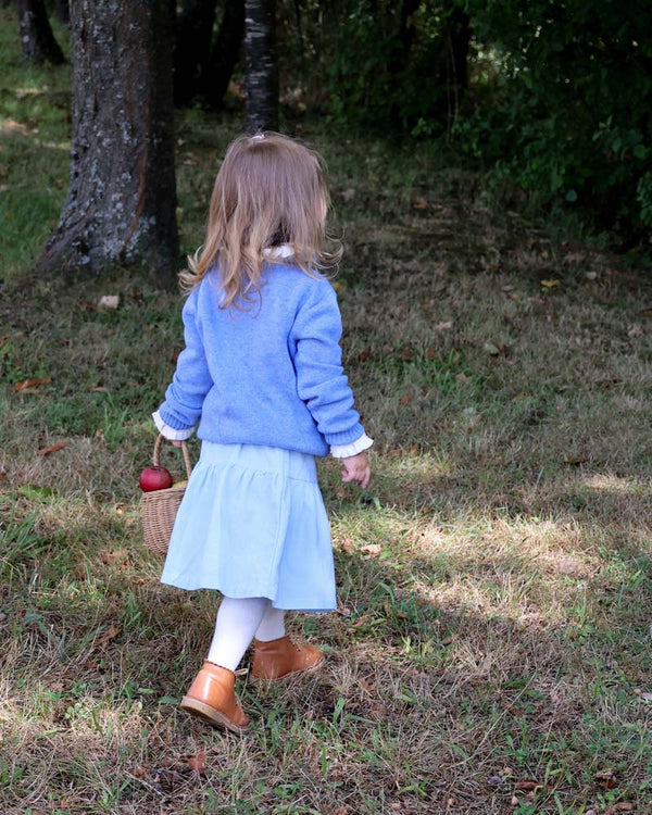 Mädchen Pullover Mittelblau Wolle
