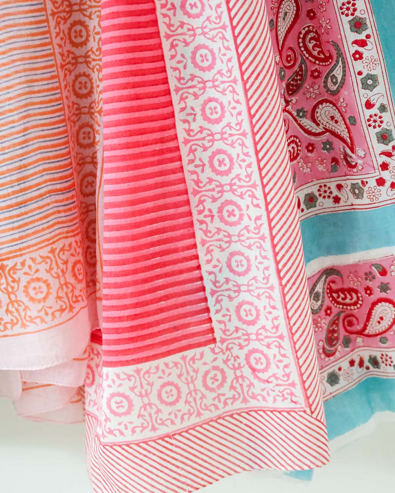 Pareo pink rot gestreift