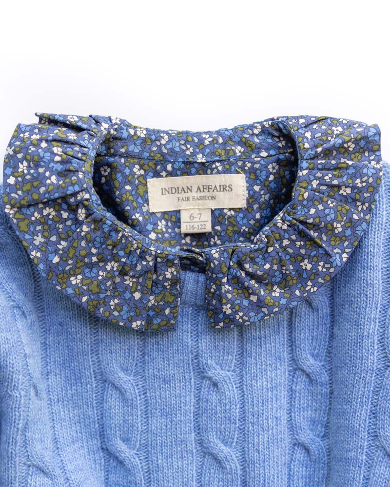 Mädchen Pullover Mittelblau Wolle