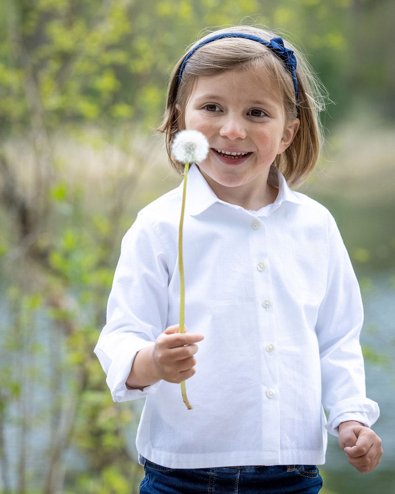 Mädchenbluse weiss Rundkragen