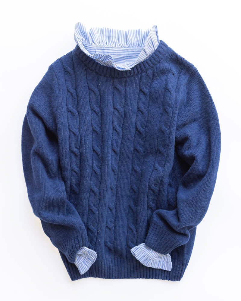 Mädchen Pullover dunkelblau Wolle