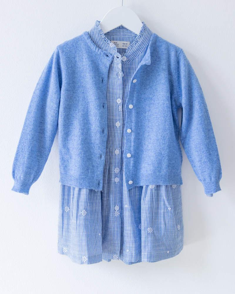 Mädchen Strickjacke mittelblau Wolle