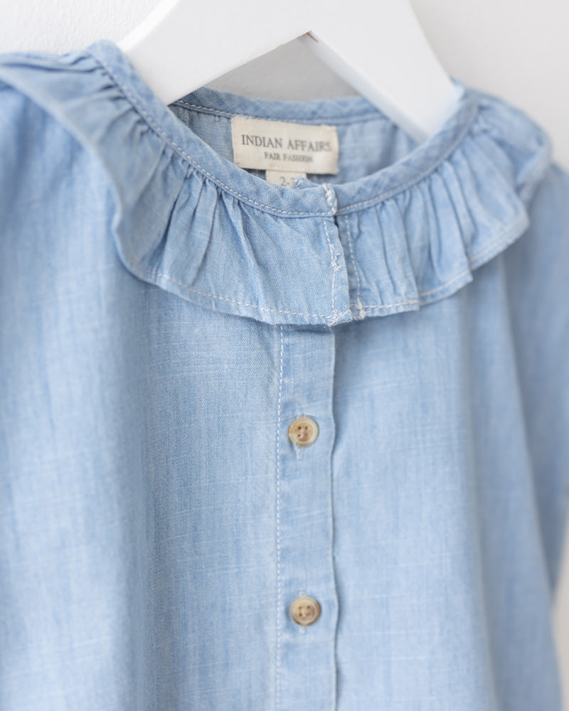 Mädchen Bluse blau ärmellos