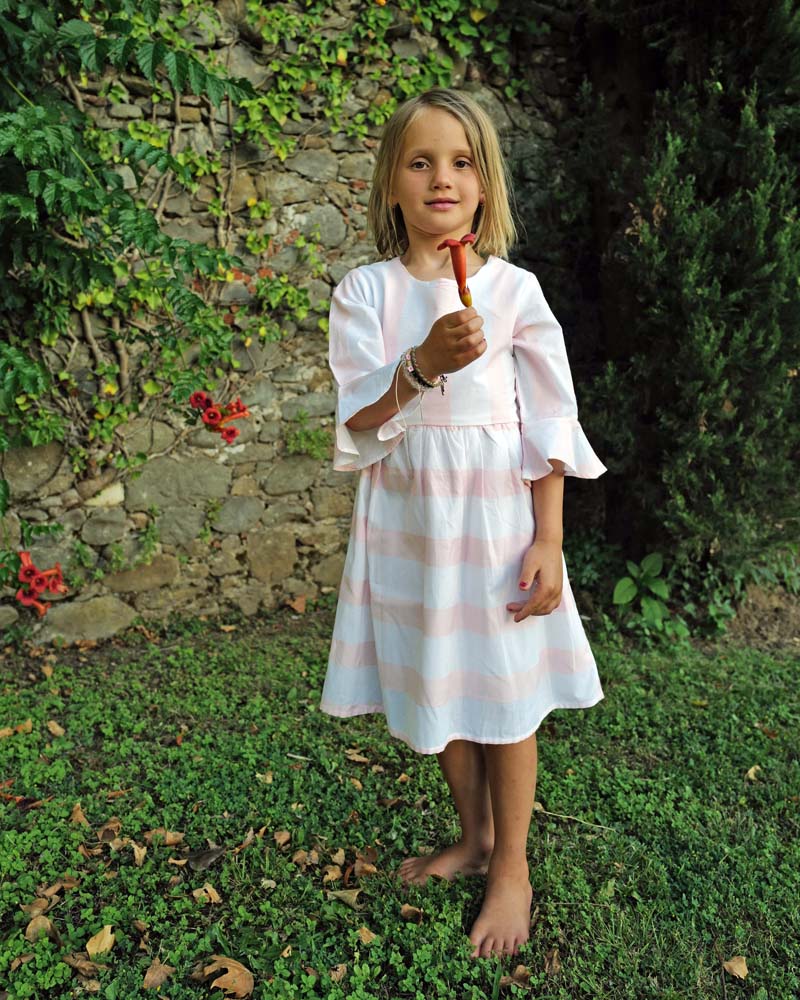 Mädchenkleid rosa gestreift festlich