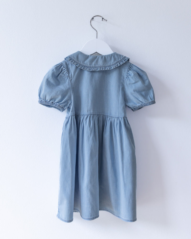 Mädchenkleid blau mit großem Kragen