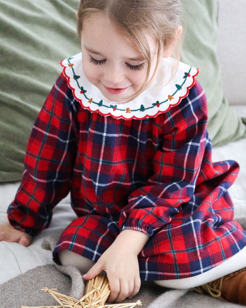 Mädchenkleid festlich rotkariert Flanell