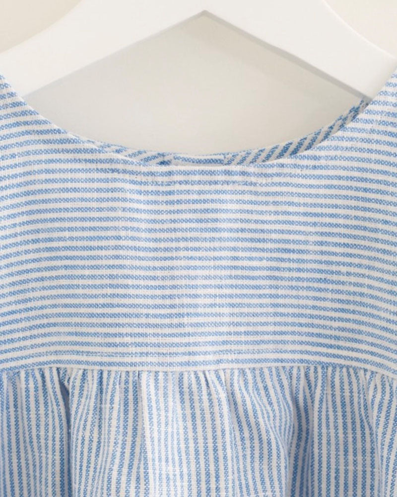 Mädchen Leinenkleid blau gestreift