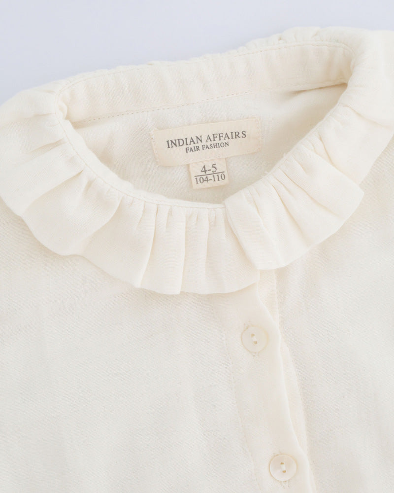 Mädchen Bluse aus weissem Baumwoll Musselin