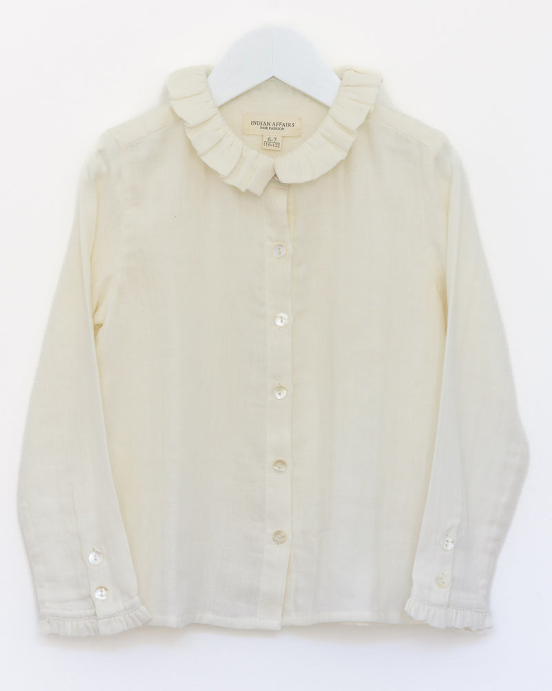 Mädchen Bluse aus weissem Baumwoll Musselin