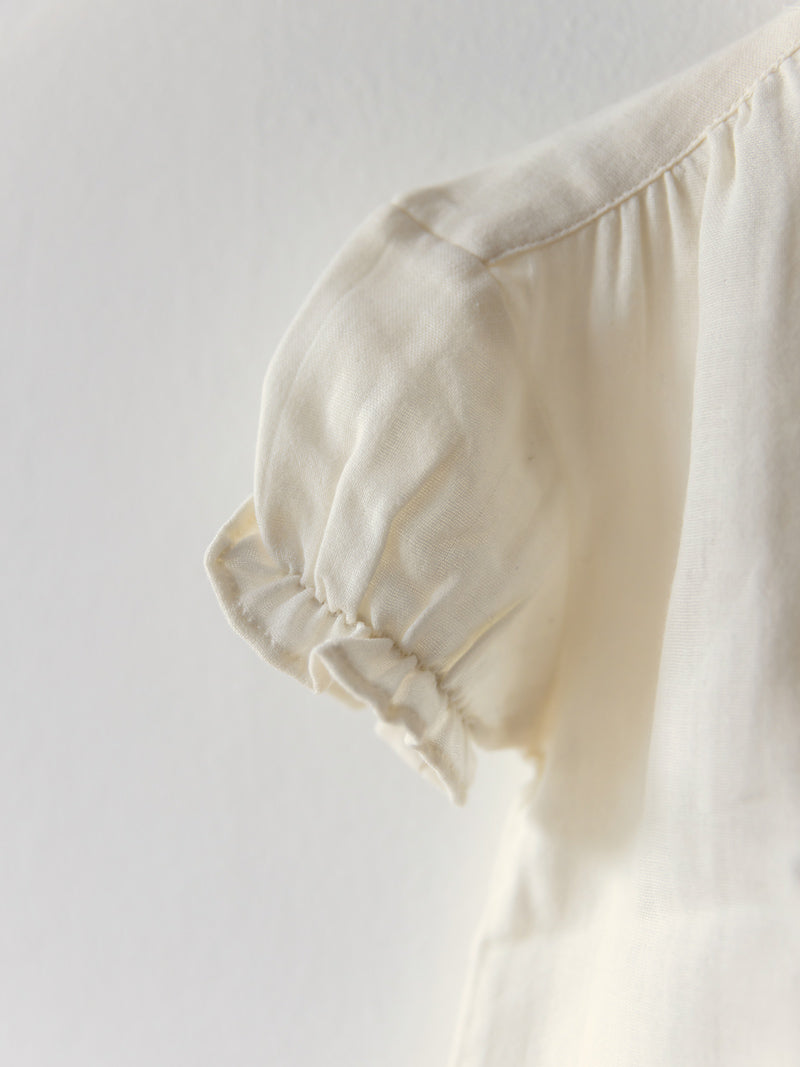 Musselin Bluse weiss mit kleinen Ballonärmeln