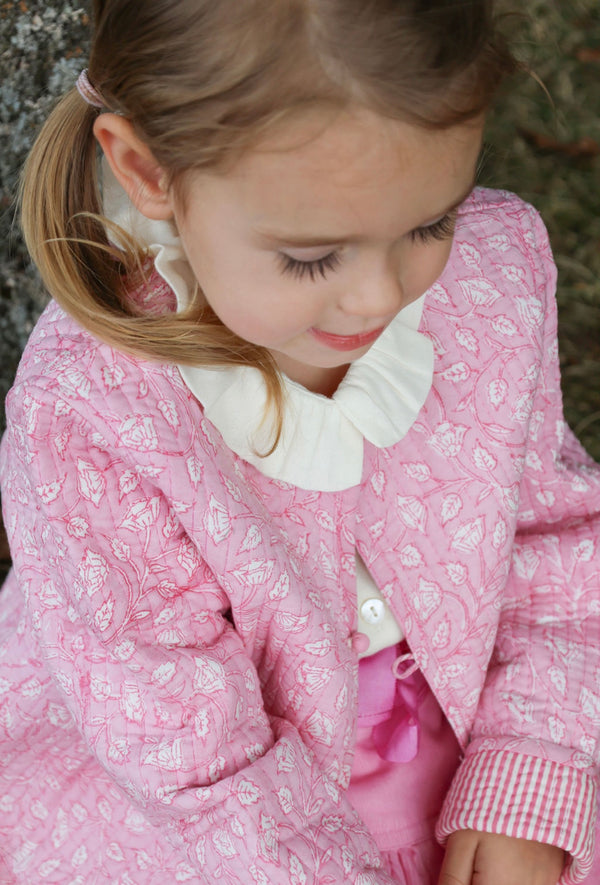 Mädchen Steppjacke rosa gemustert