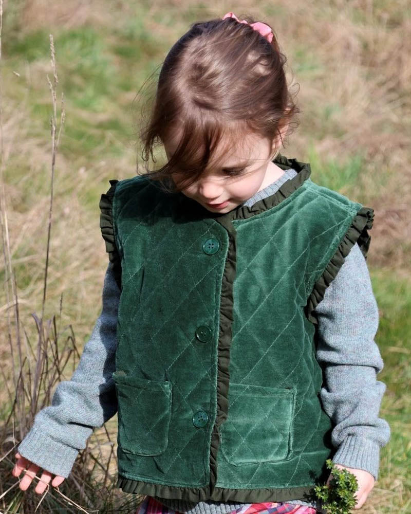 Mädchen Rüschen Steppweste grün