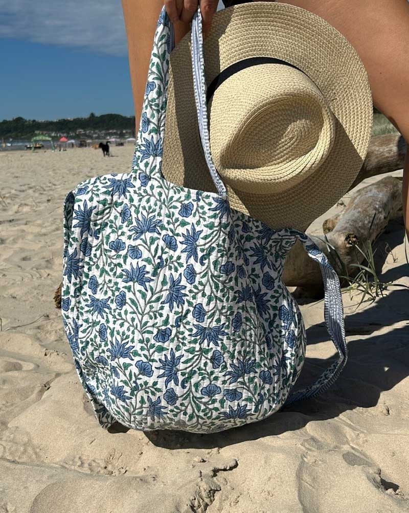 Tasche wendbar blau gestreift