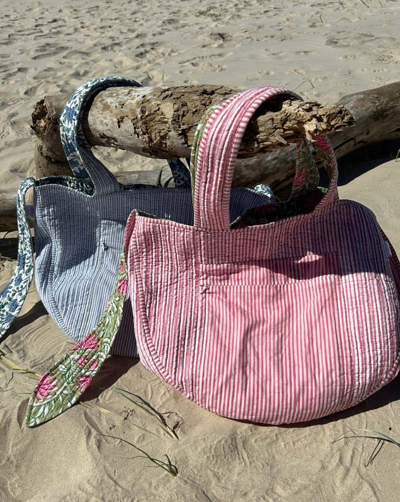 Tasche wendbar blau gestreift