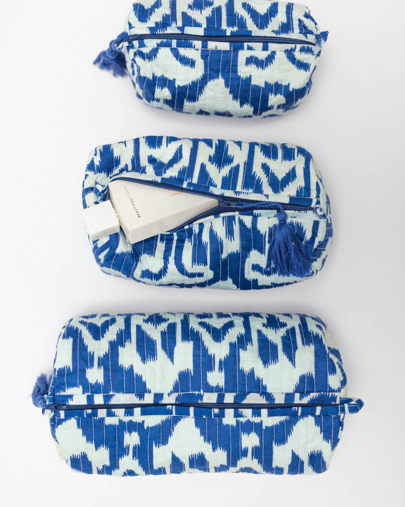 Kosmetiktaschen 3er Set Ikat blau