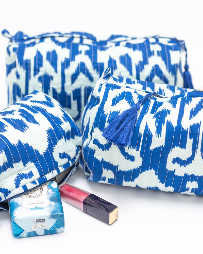 Kosmetiktaschen 3er Set Ikat blau