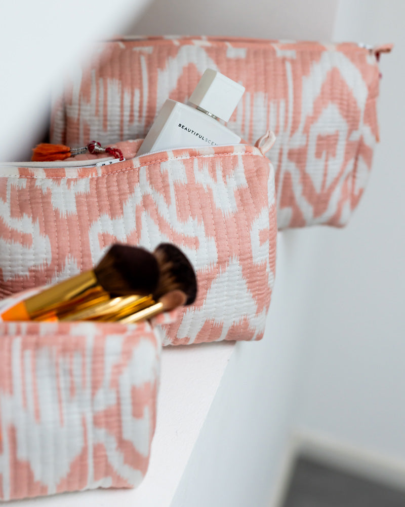 Kosmetiktaschen 3er Set Ikat rosa