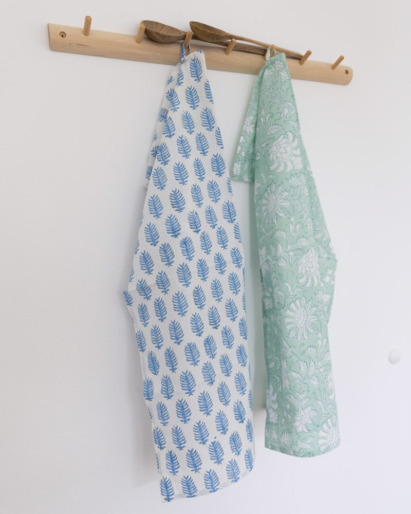 Geschirrtücher im 2er Set blaues Blatt