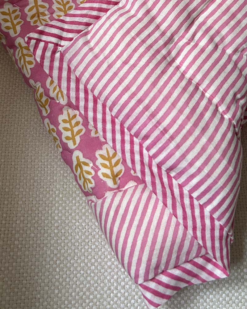 Tagesdecke Blockprint pink bedruckt