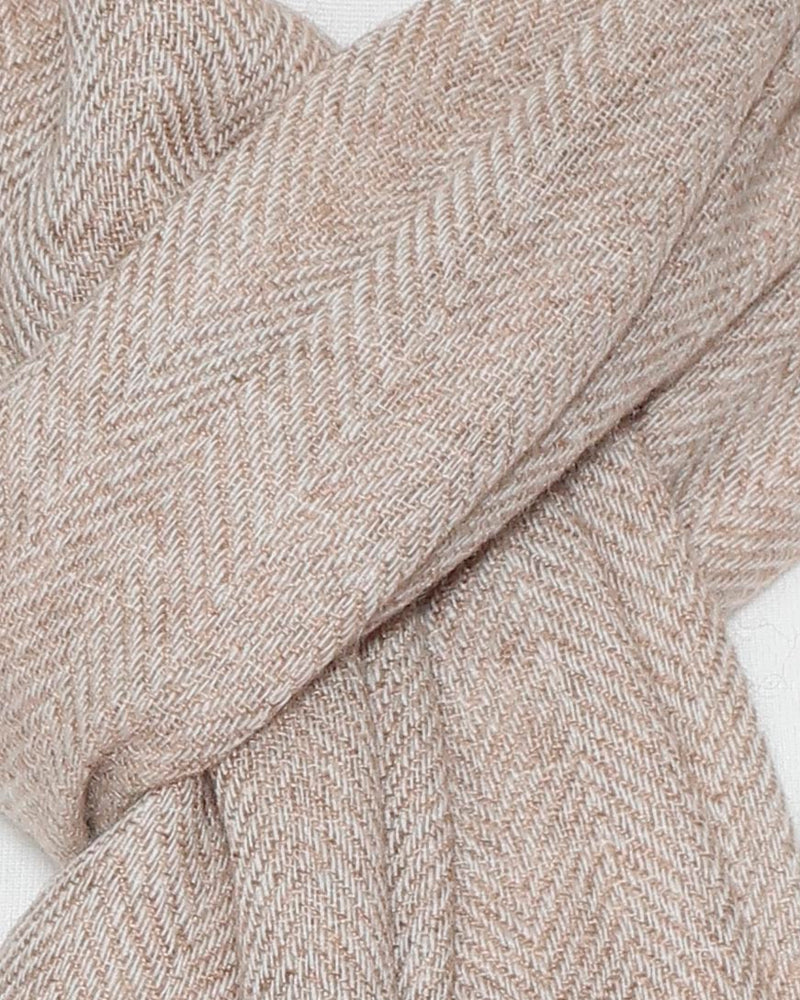 Herrenschal Kaschmir Fischgrät beige