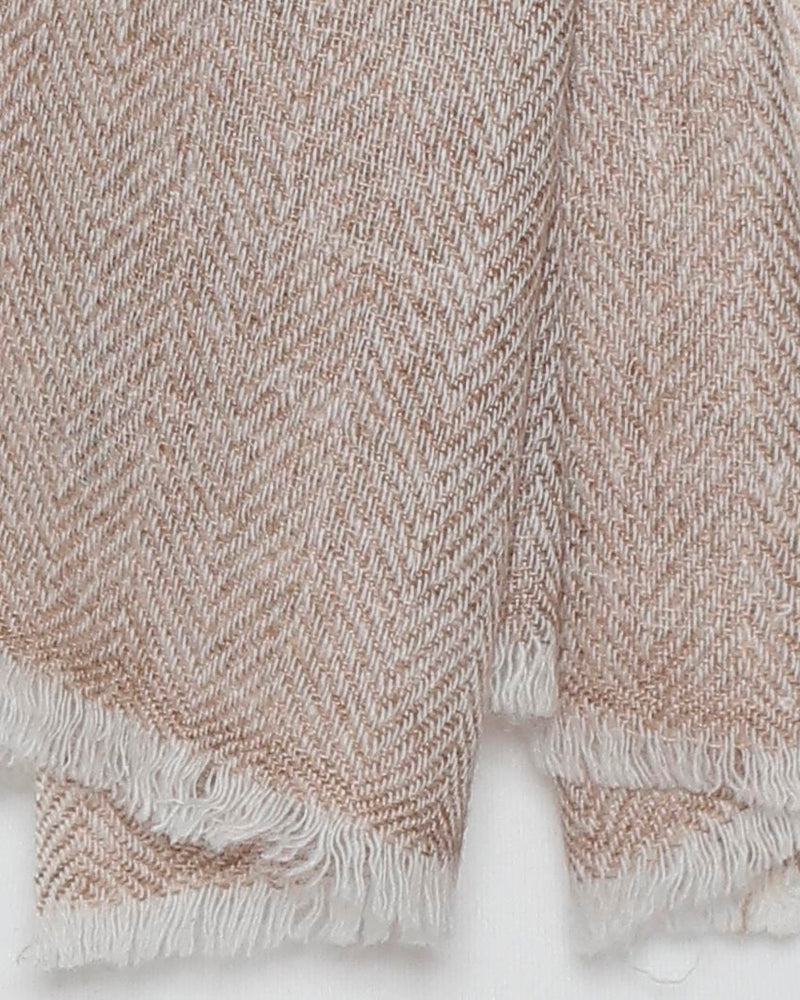Herrenschal Kaschmir Fischgrät beige
