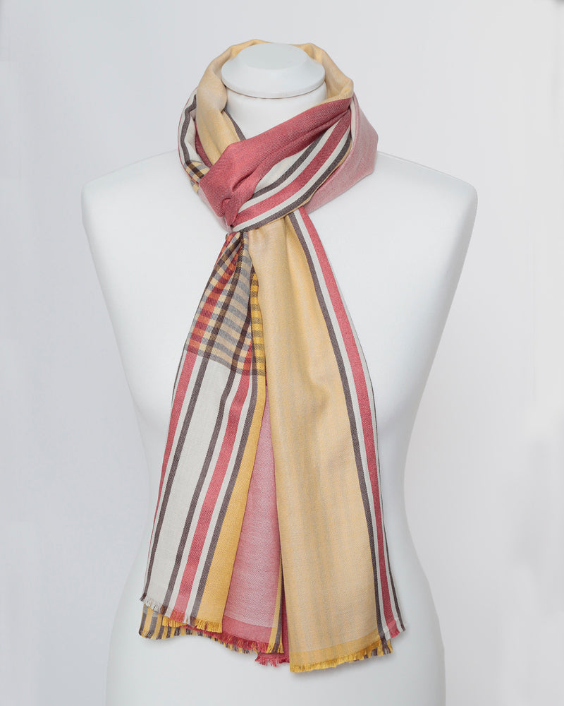 Damenschal rot gelb Seide