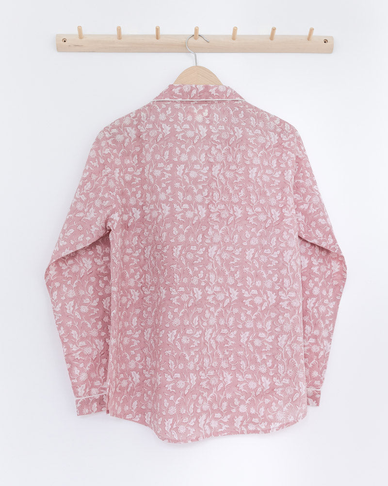 Damen Pyjama rosa Blumenmuster