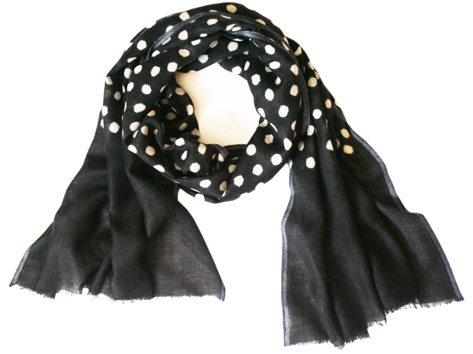 Damenschal schwarz weiss Polkadots