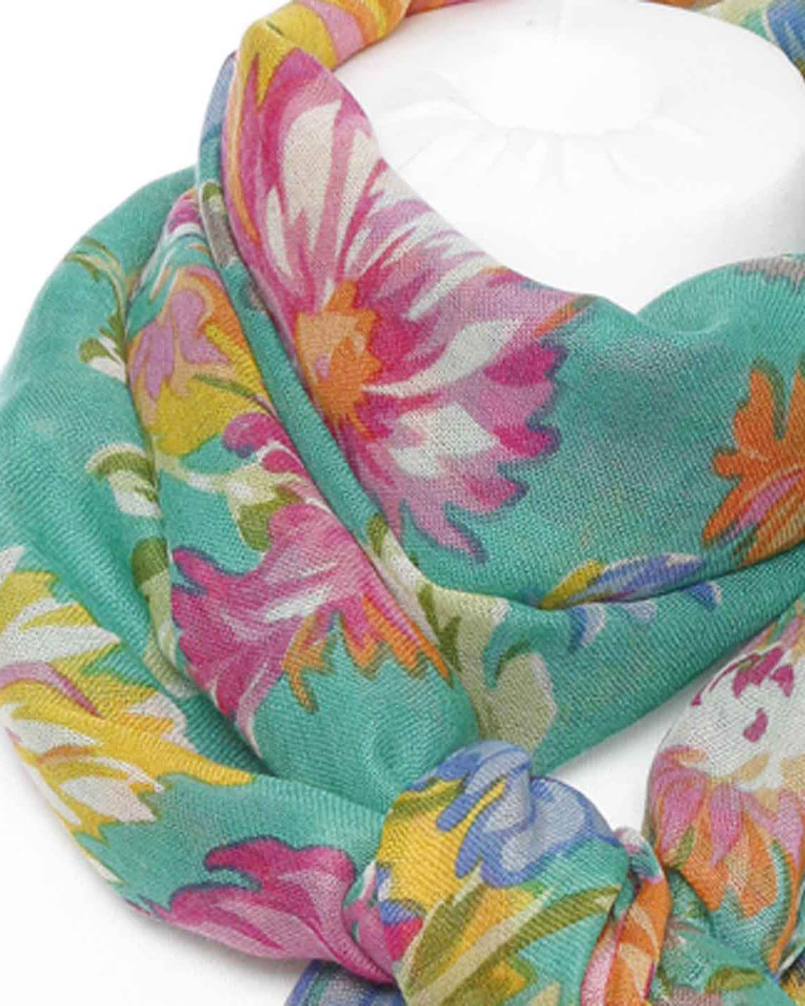 Damenschal Blumenmuster grün