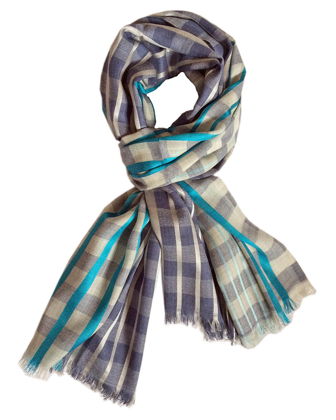 Damenschal blau kariert