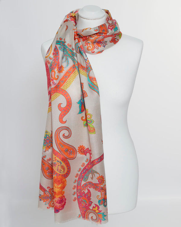 Damenschal Paisley bunt Seide