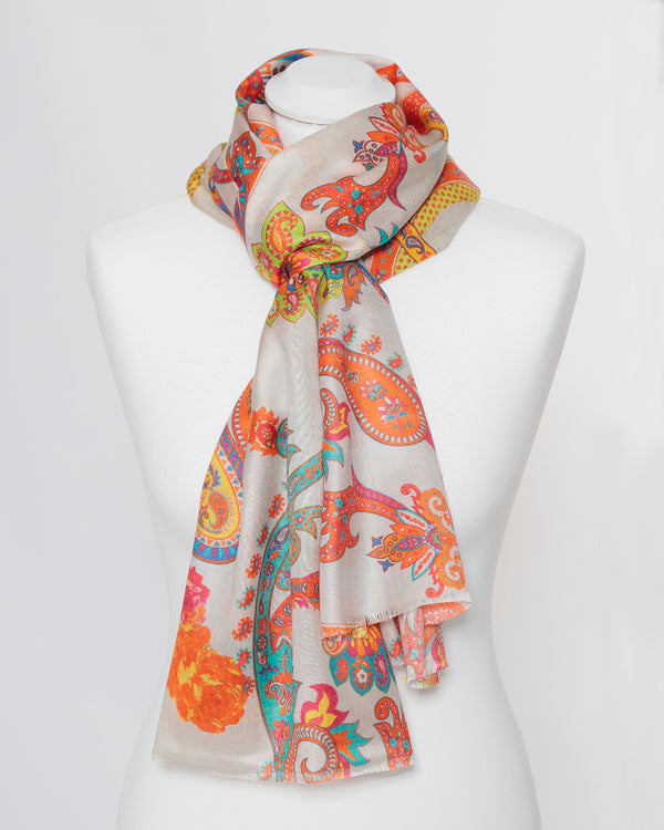 Damenschal Paisley bunt Seide