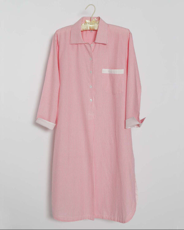 Damen Nachthemd Rosa Vichy Flanell