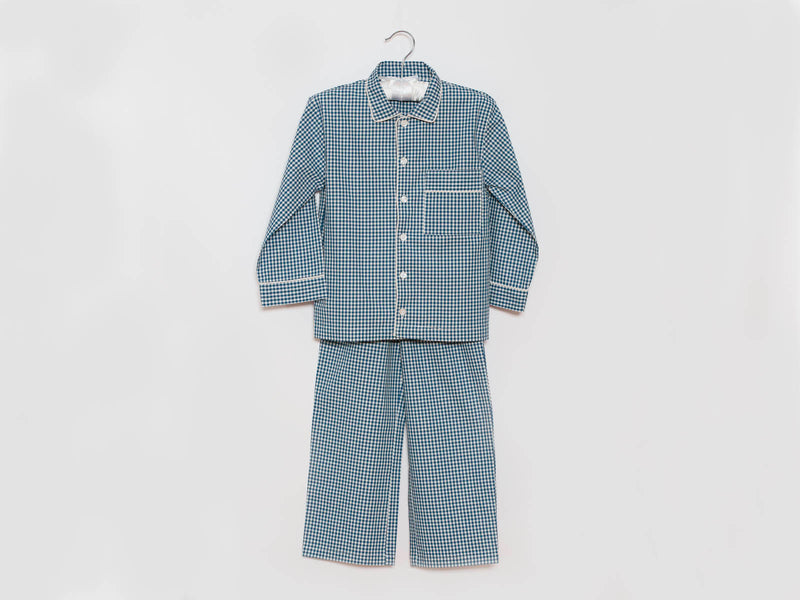 Unisex Pyjama blau kariert