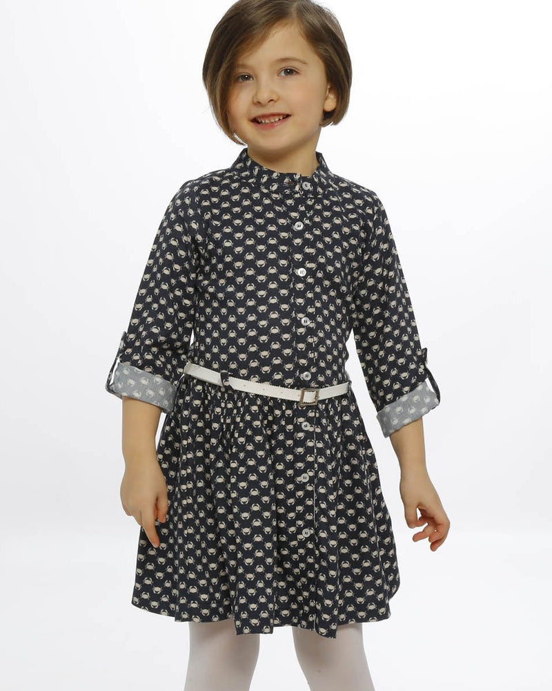 Mädchen-Kleid Blau Gemustert