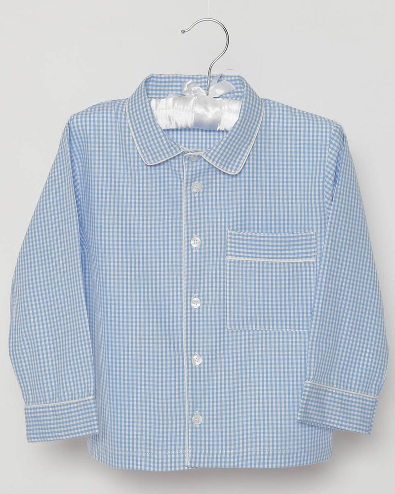 Mädchenpyjama Blau Vichy Flanell