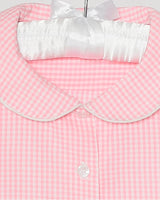 Mädchenbluse Vichy Rosa Bubikragen