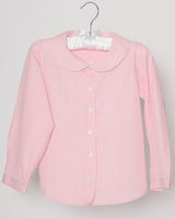 Mädchenbluse Vichy Rosa Bubikragen