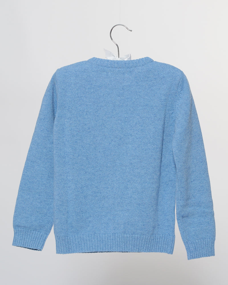 Mädchen Pullover Mittelblau Wolle