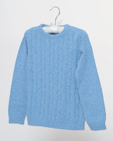Mädchen Pullover Mittelblau Wolle