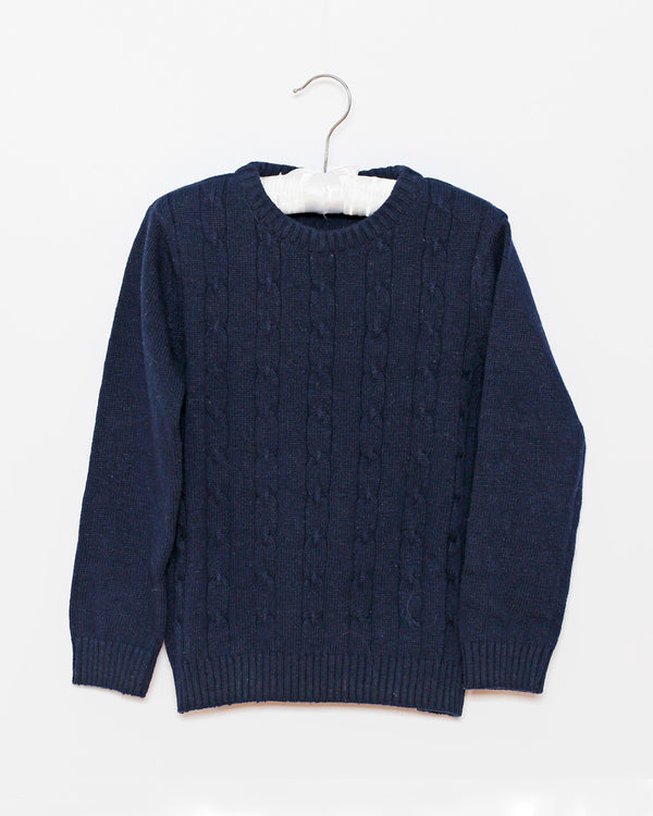 Mädchen Pullover dunkelblau Wolle
