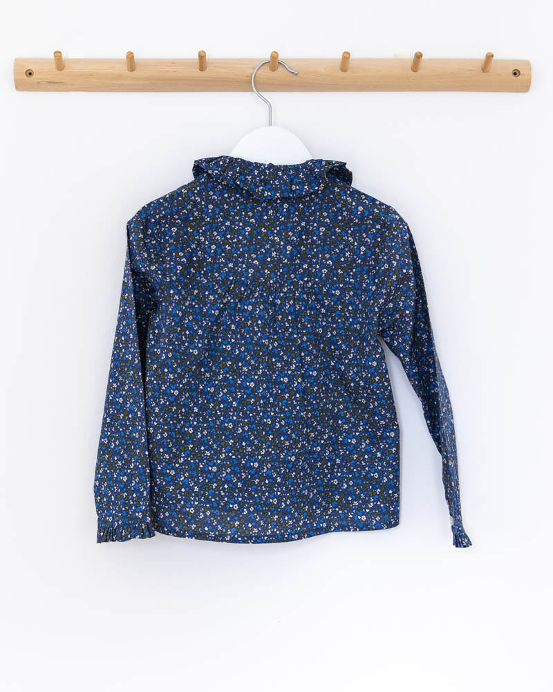 Mädchenbluse Streublumen mit Volantkragen