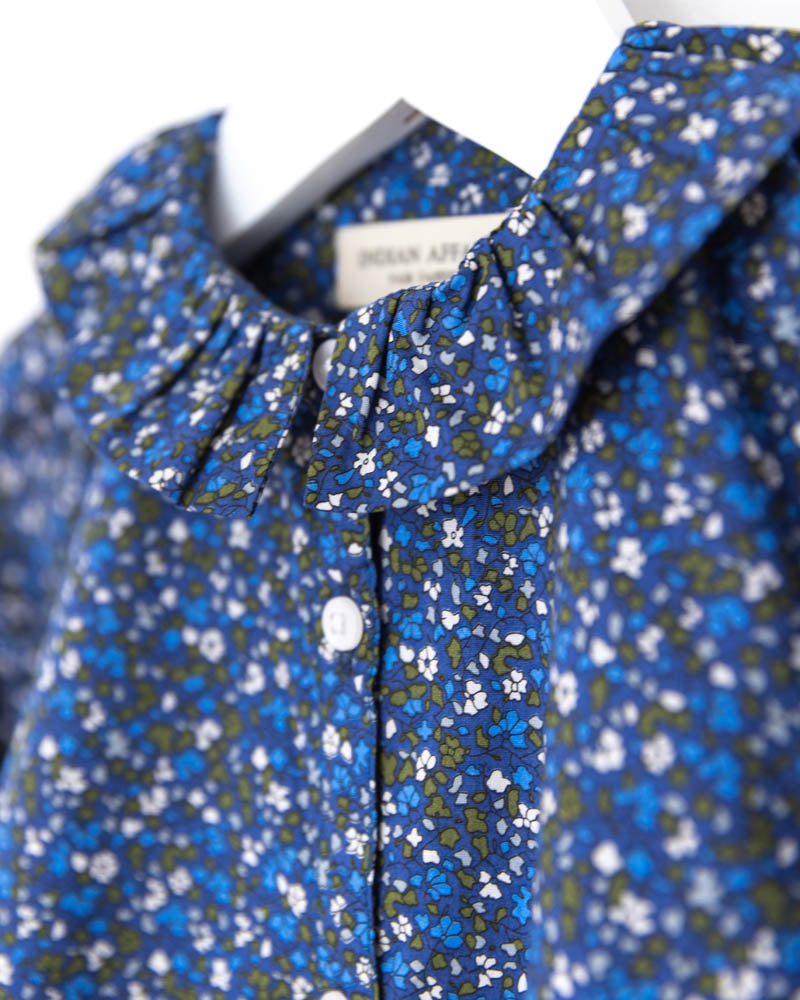 Mädchenbluse Streublumen mit Volantkragen