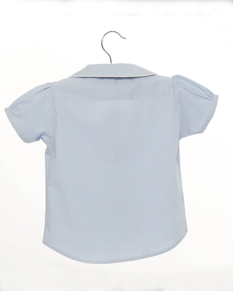 Mädchen-Bluse Blau Bubikragen