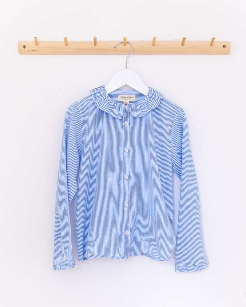 Mädchenbluse gestreift mit Volantkragen